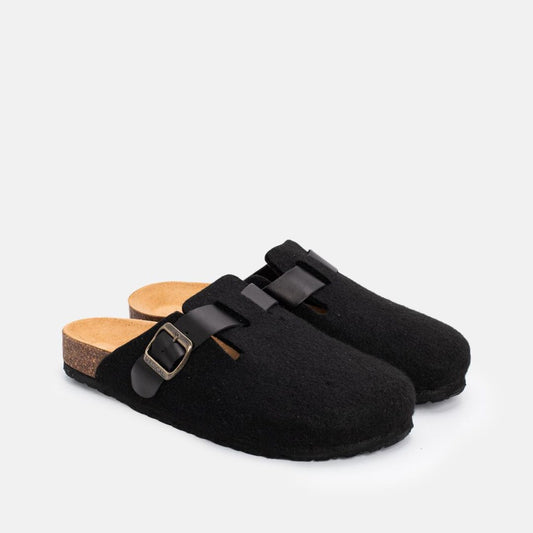 Sabot Pantoufle Noir - Bride Cuir