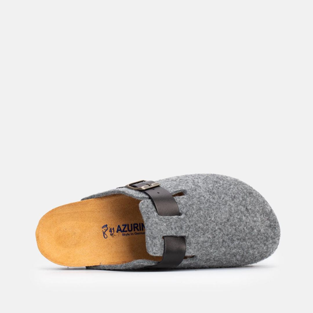 Sabot Pantoufle Gris – Bride Cuir