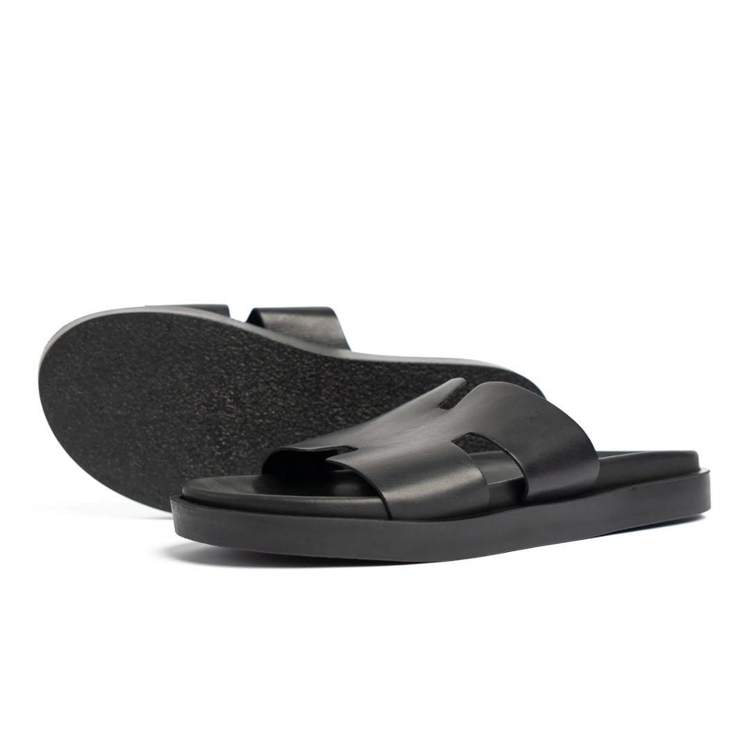 Azurino Sandales Cuir Noir
