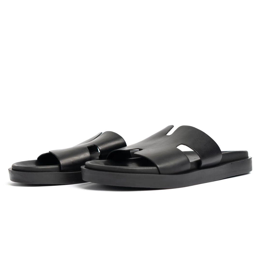 Azurino Sandales Cuir Noir