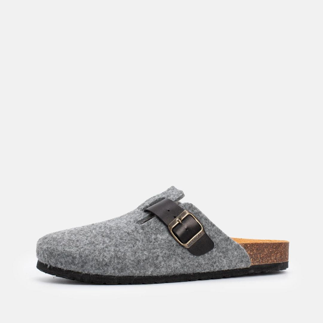 Sabot Pantoufle Gris – Bride Cuir