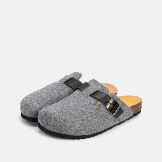 Sabot Pantoufle Gris – Bride Cuir