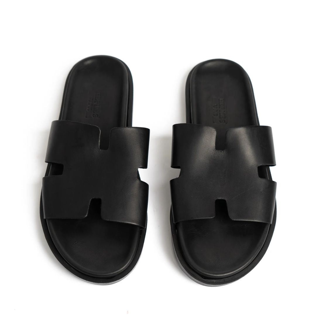 Azurino Sandales Cuir Noir
